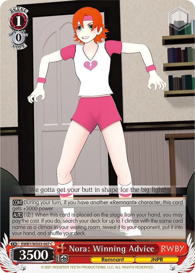 Nora: Winning Advice