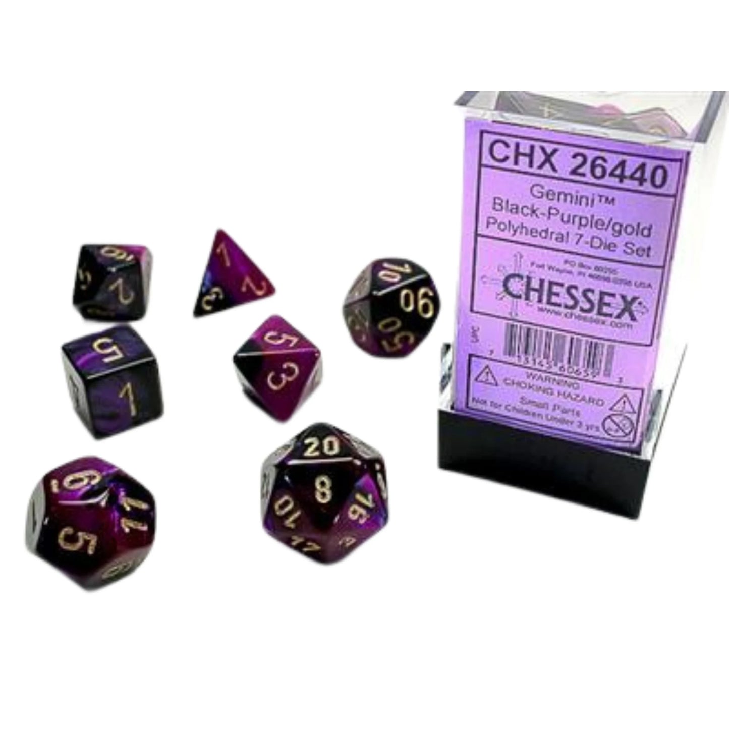 Polyhedral 7-Die Set: Gemini Black-Purple/Gold