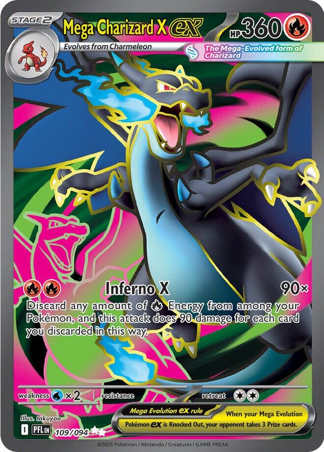black mega charizard pokemon card X ex - 109/094 [PFL Imported from Japan or Pokémon TCG Pocket: How Deck:Elven Council (Green-Blue) Retro