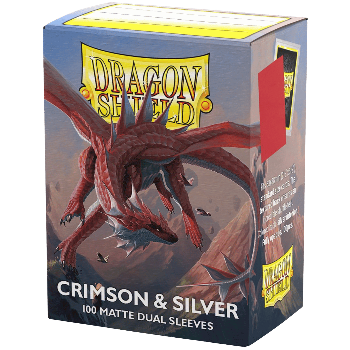Dragon Shield: Standard 100ct Sleeves - Crimson & Silver (Dual Matte)