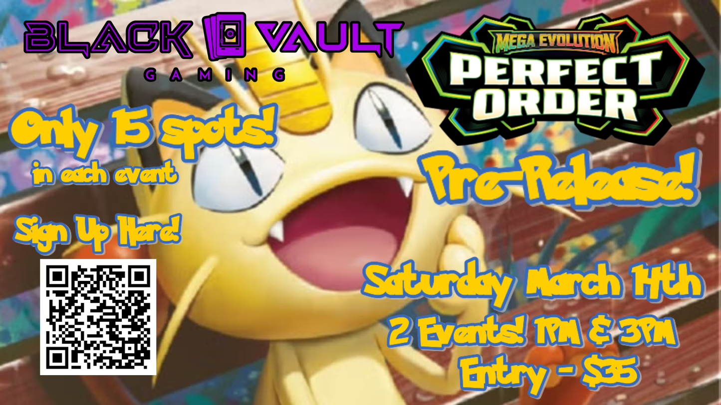 Pokemon TCG: Perfect Order 1PM Pre-Release Event Ticket (March 14th, 2026 @ 1PM)