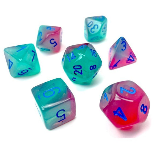 Polyhedral 7-Die Set: Gemini Gel Green-Pink/Blue