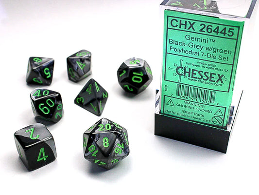 Polyhedral 7-Die Set: Gemini Black-Green/Gold