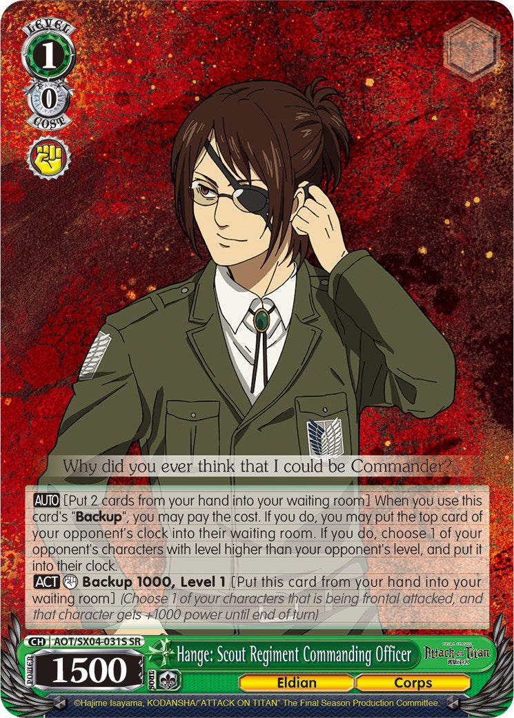 Hange: Scout Regiment Commanding Officer (SR)