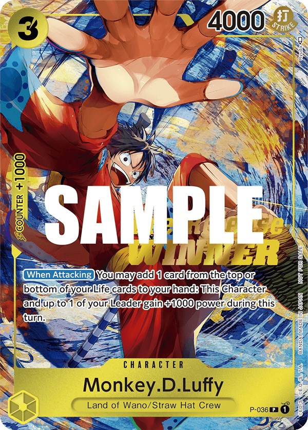 Monkey.D.Luffy (Pre-Release Tournament) (Winner) [OP-PR - P-036]