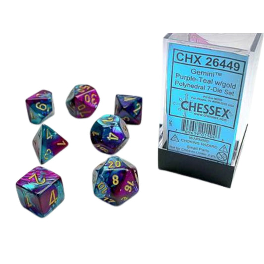 Polyhedral 7-Die Set: Gemini Black-Teal.Gold