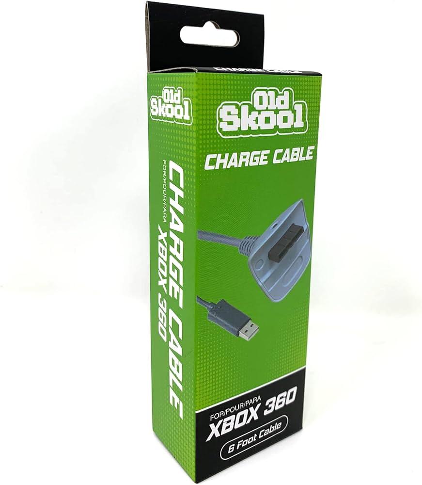 Xbox 360 Charging Cable - White (Old Skool)