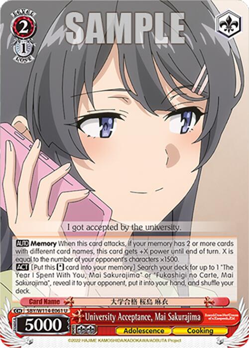 University Acceptance, Mai Sakurajima