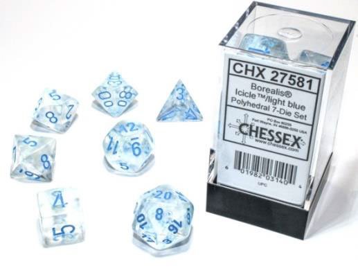 Polyhedral 7-Die Set: Borealis Icicle/Light Blue
