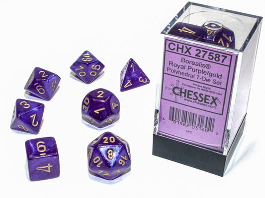 Polyhedral 7-Die Set: Borealis Royal Purple/Gold