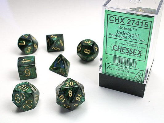 Polyhedral 7-Die Set: Scarab Jade/Gold