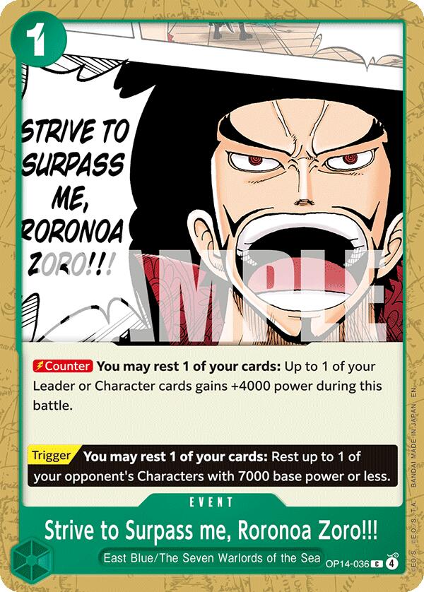 Strive to Surpass me, Roronoa Zoro!!!