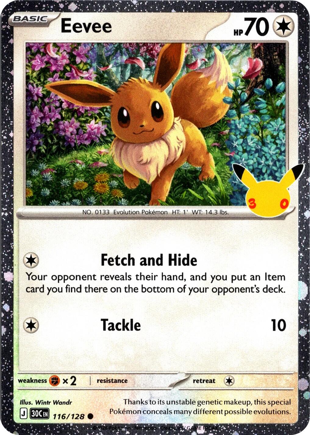Eevee - 116/128 (30th Celebration) (Cosmos Holo)