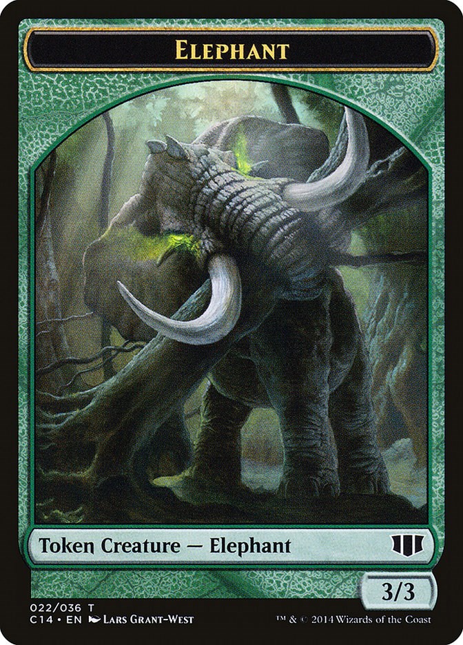 Elephant // Elf Warrior Double-Sided Token