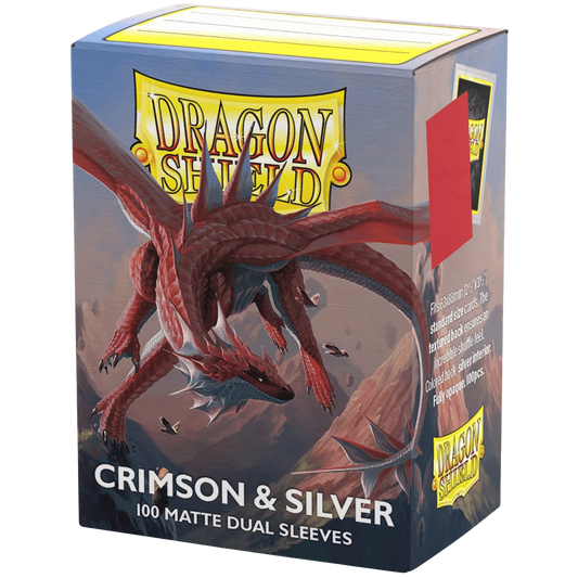 Dragon Shield: Standard 100ct Sleeves - Crimson & Silver (Dual Matte)
