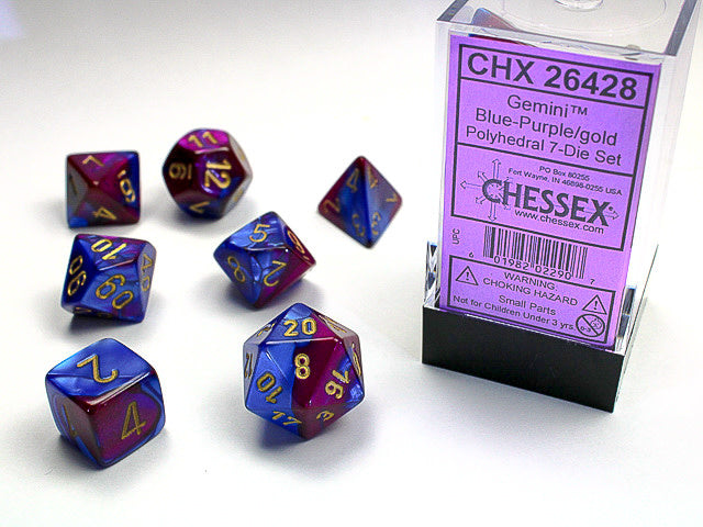 Polyhedral 7-Die Set: Gemini Blue-Purple/Gold