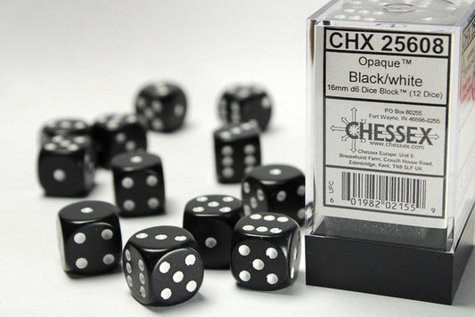 D6 Dice Block: Opaque Black/White