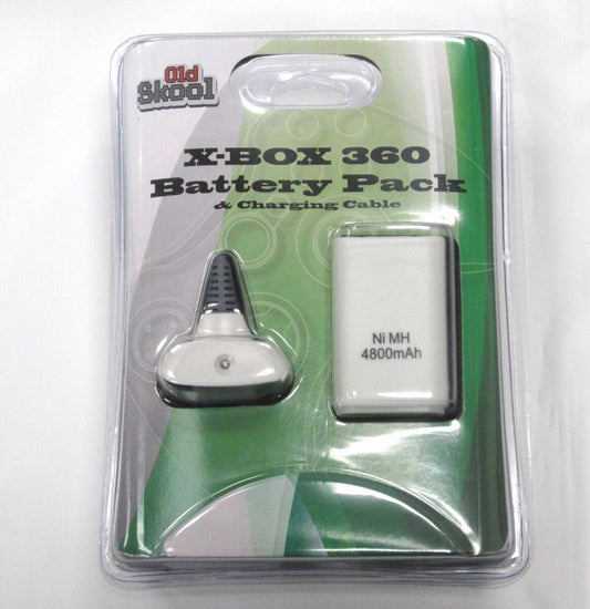 Xbox 360 Battery Pack & Charging Cable - White (Old Skool)