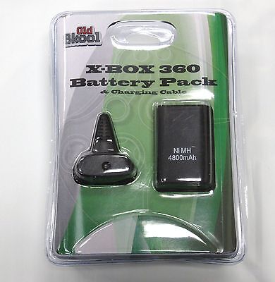 Xbox 360 Battery Pack & Charging Cable - Black (Old Skool)